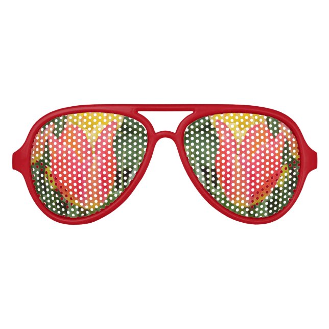 Tulip Festival Retro Party Shades,Red Aviator Sunglasses (Front)