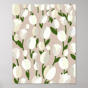 Tulip Field 02 Beige And White Poster