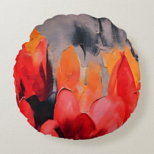 Tulip Field – Abstract Floral Intensity Round Cushion