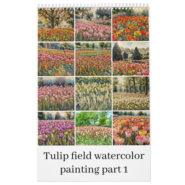Tulip field watercolor painting 1 calendar (Cover)