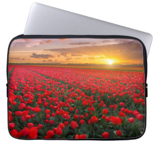 Tulip Fields at Sunset in the Netherlands Laptop Sleeve