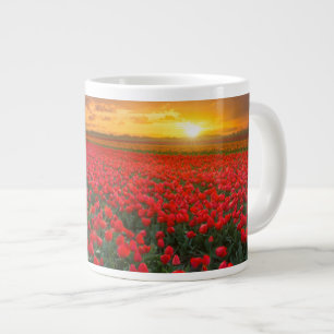 Tulip Fields at Sunset in the Netherlands Large Coffee Mug