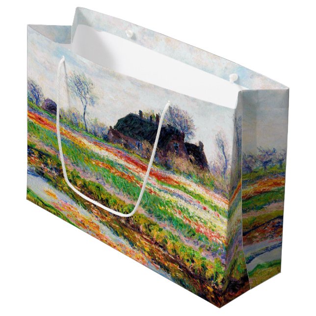 Tulip Fields in the Netherlands, Monet Large Gift  Large Gift Bag (Front Angled)