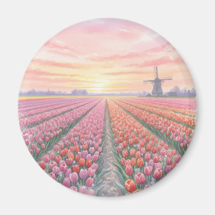 Tulip Fields Windmill Holland Netherlands Magnet