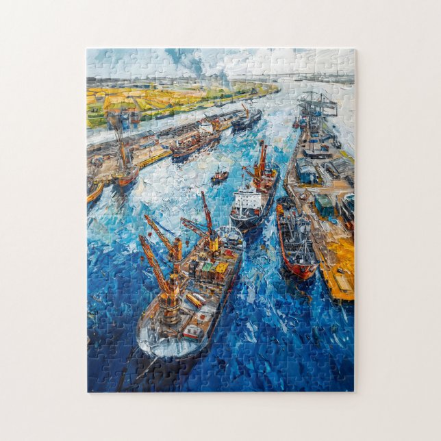Tulip Fields with Barn and Stream Fantasy Painting Jigsaw Puzzle (Vertical)