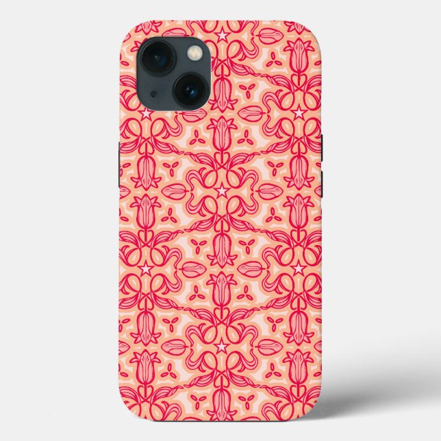 Tulip floral damask red pink spring Case-Mate iPhone case (Back)
