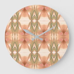 Tulip Floral Designed Clock With Green And Coral
