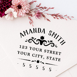 Tulip floral elegant vintage style return address rubber stamp