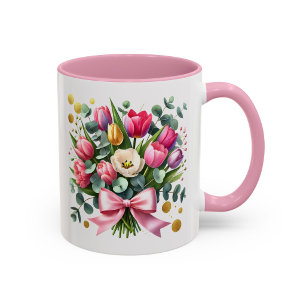Tulip Floral Mug Spring Flower Gift Cup
