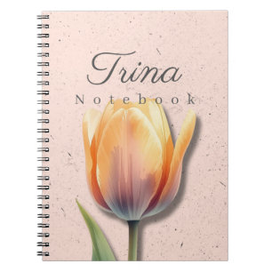Tulip Floral Notebook Name Pastel Journal
