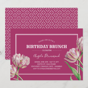 Tulip Flower Birthday Brunch Pink Invitation