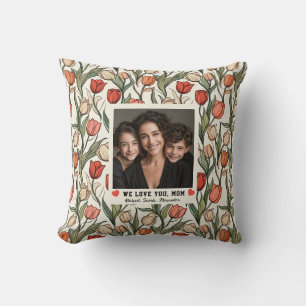 Tulip Flower Dog Mum Day Retro Cushion