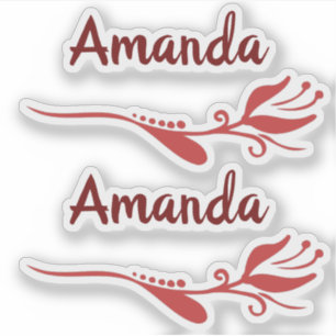 Tulip Flower Flourish Pink Burgundy Custom Name