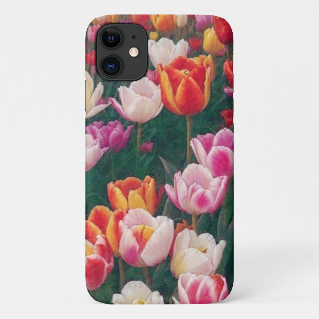 Tulip Flower Garden Art Orange Pink Phone Case (Back)