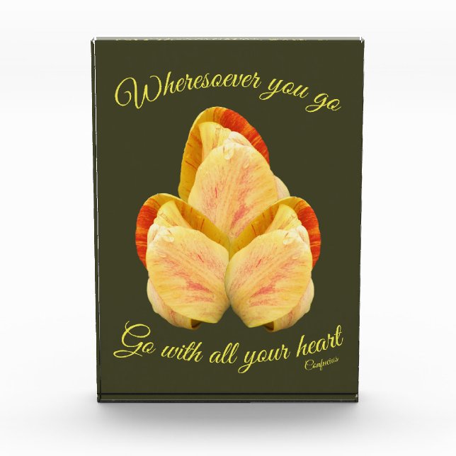 Tulip Flower Go With Your Heart Inspirational Photo Block (Front)