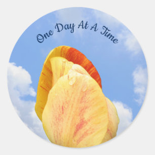 Tulip Flower One Day At A Time Inspirational      Classic Round Sticker