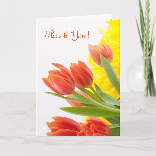 Tulip Flower Petals Orange Nature Thank You (Front)