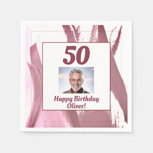 Tulip Flower Red 50th Birthday Floral Photo Napkin