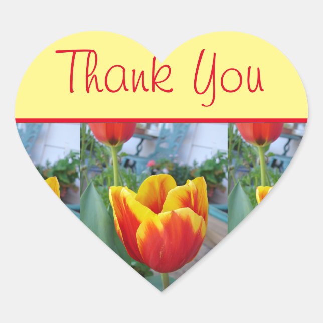 Tulip Flower Red Yellow floral Thank You Sticker (Front)