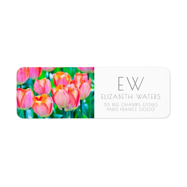 TULIP FLOWER RETURN ADDRESS LABELS (Front)
