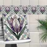 Tulip flower stained glass mosaic tile<br><div class="desc">Tulip flower stained glass mosaic</div>