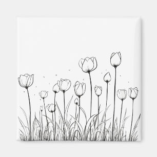 Tulip Flower Tulipa Floral Stencil Pattern Design Magnet