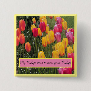Tulip Flowers 15 Cm Square Badge