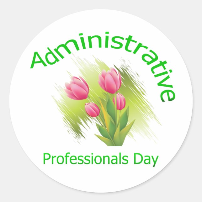 Tulip Flowers Administrative Professionals Day Classic Round Sticker (Front)