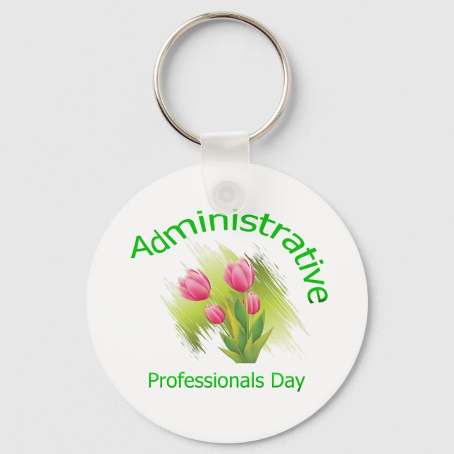 Tulip Flowers Administrative Professionals Day Key Ring (Front)