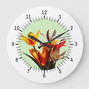 Tulip flowers customisable large clock