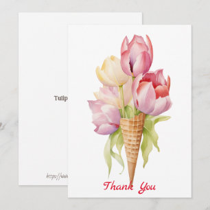 Tulip flowers dessert thank you card
