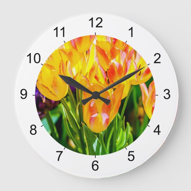 Tulip Flowers - Flourish Large Clock (Front)