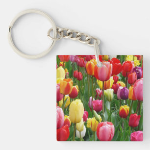 Tulip Flowers Garden Banner Keychain