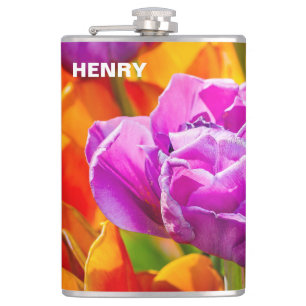 Tulip Flowers Hip Flask