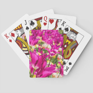 Tulip Flowers in Fuchsia Playing Cards