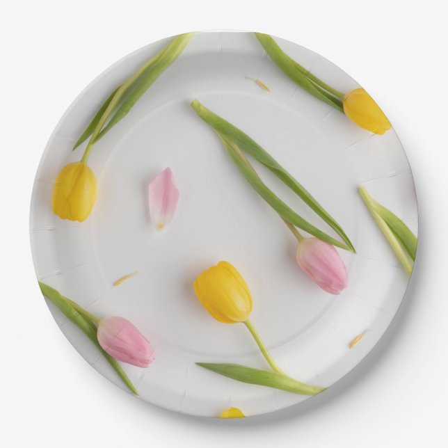 Tulip Flowers  Paper Plate (Front)