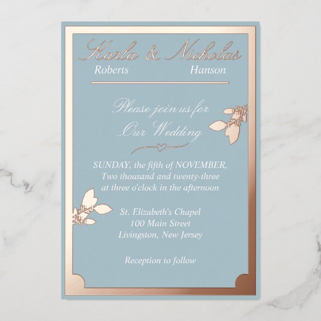 Tulip Flowers, Pastel Blue Wedding, Oval Border (Front)