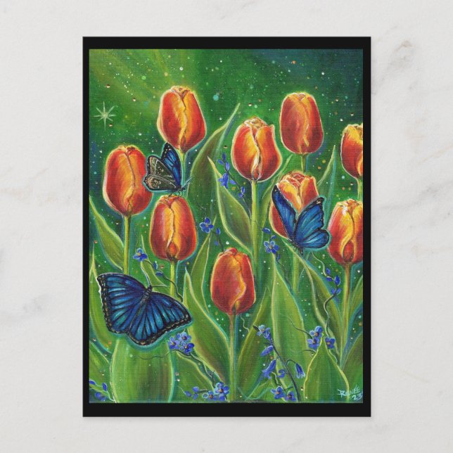 Tulip flowers with butterflies by Renee Lavoie Postcard (Front)