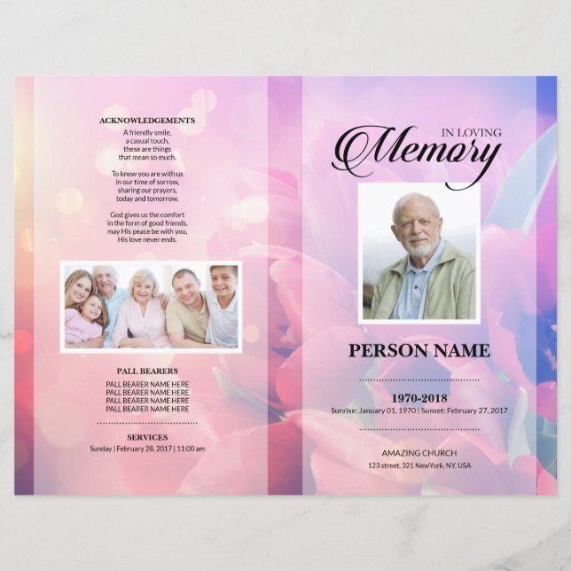 Tulip Funeral Template (Front)