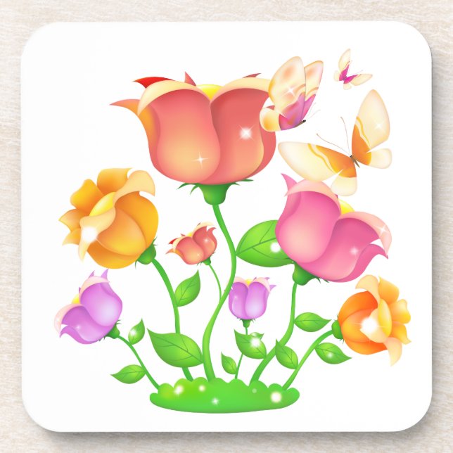 Tulip Garden Butterfly Coaster (Front)