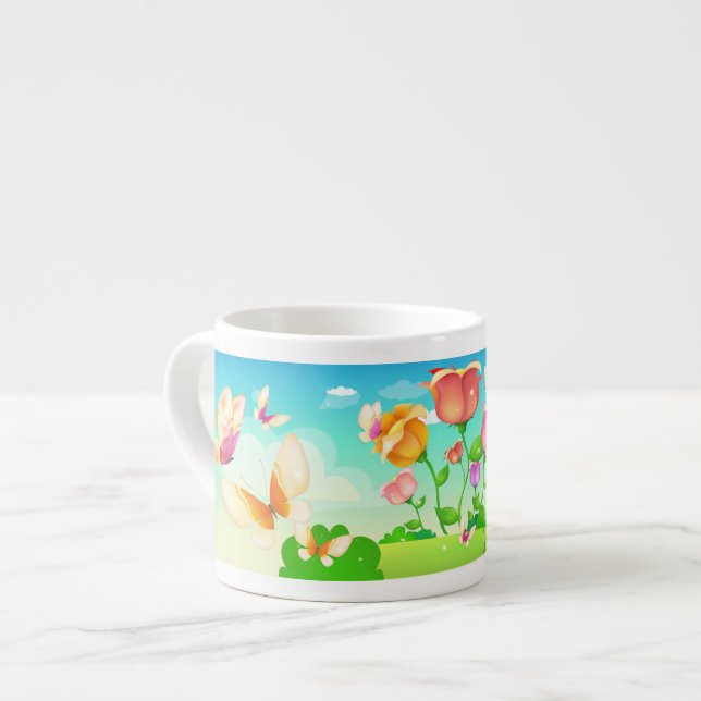 Tulip Garden Butterfly Espresso Cup (Front Left)