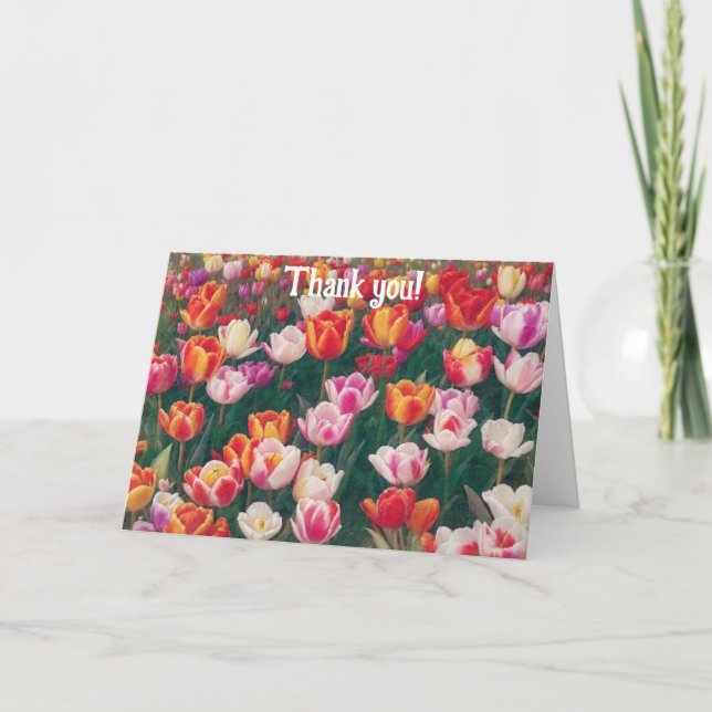Tulip Garden Flower Thank You Card Kind (Front)