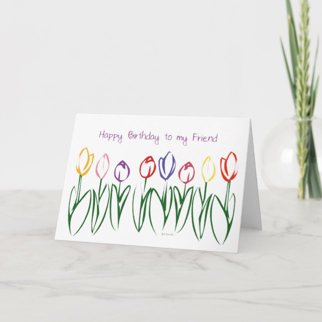 Tulip Garden Friends Birthday Card (Front)
