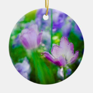 Tulip garden, Giverny, France Ceramic Tree Decoration