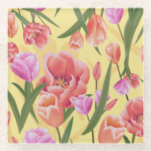 Tulip Garden Glass Coaster