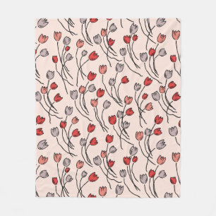 Tulip Garden In Pinks Fleece Blanket