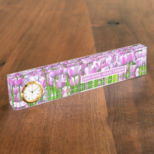 TULIP GARDEN/LAVENDER-PINK AND WHITE TULIPS NAMEPLATE
