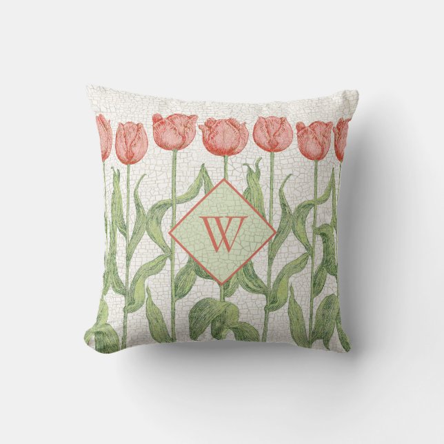 Tulip Garden Monogram Cushion (Front)