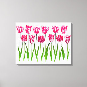 Tulip Garden Print in Fuchsia Pink and Green