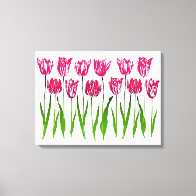 Tulip Garden Print in Fuchsia Pink and Green (Front)